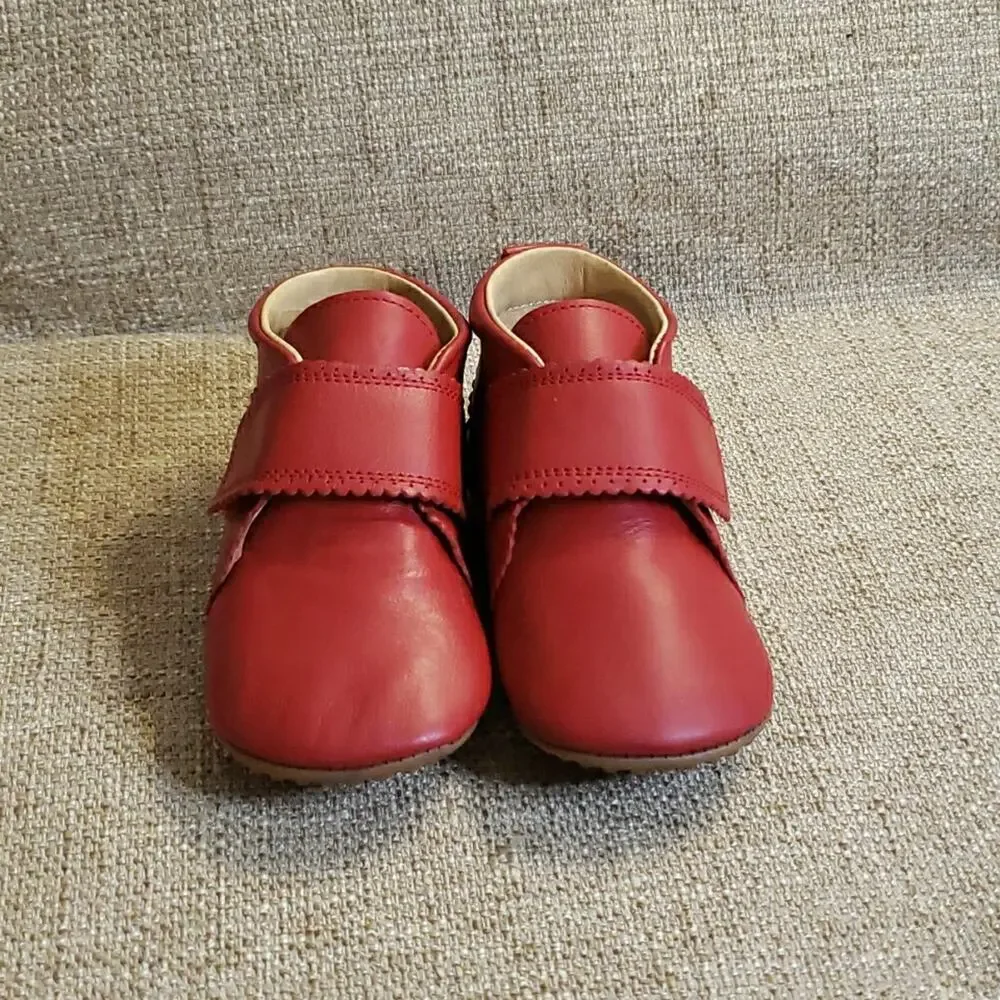 Pom Pom Beginners 6 Scallops Red Baby Leather Size 23 Danish Design Soft Durable